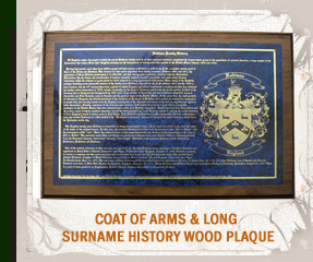 Coat of Arms & Long Surname History Wood Plaque