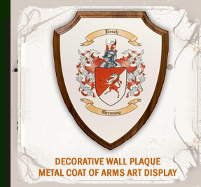 Coat of Arms Wood Plaque Engraved on Silver Background