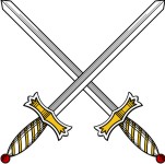 heraldic arm with sword
