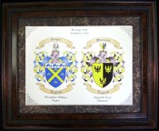 Coats of Arms Wedding Display. Great Anniversary Gift Idea.